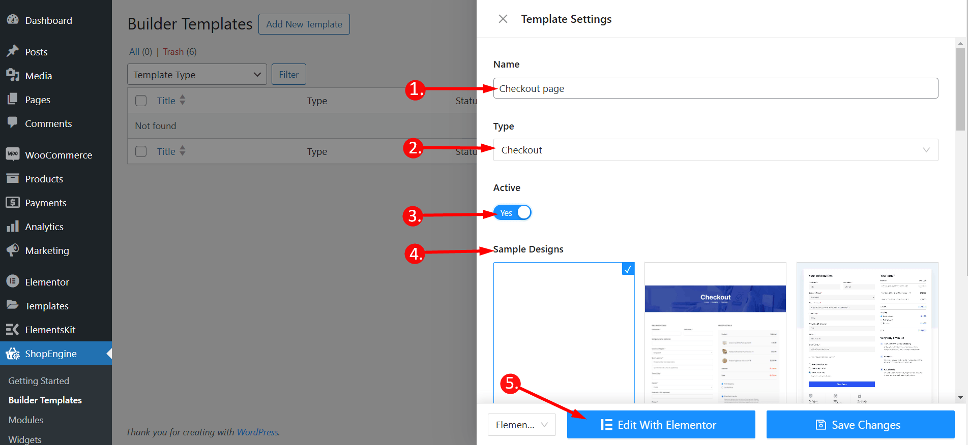 Skapa WordPress kassasidamall med ShopEngine