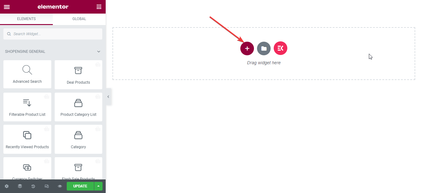 Ajouter une section pour le widget de prix du produit