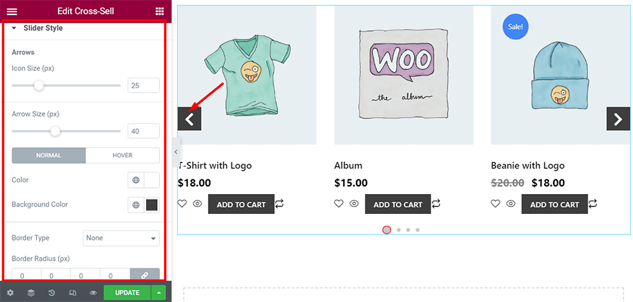 Strona sklepu jest wyświetlana z sekcją w stylu suwaka