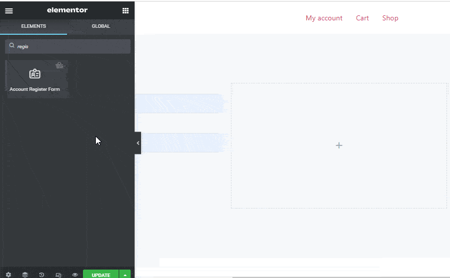 arrastrar y soltar registro de formulario de cuenta