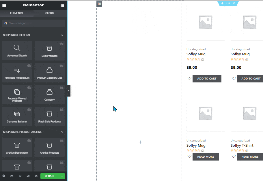 drag and drop categories widget