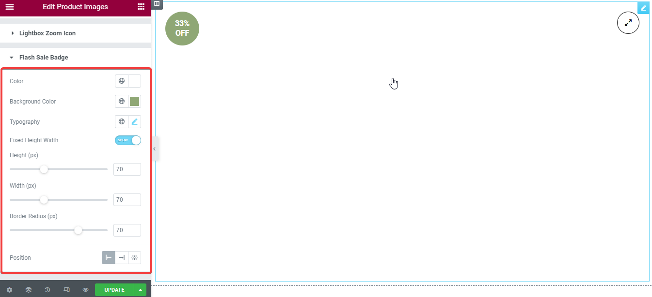 Edición de insignia de venta de la imagen del producto.