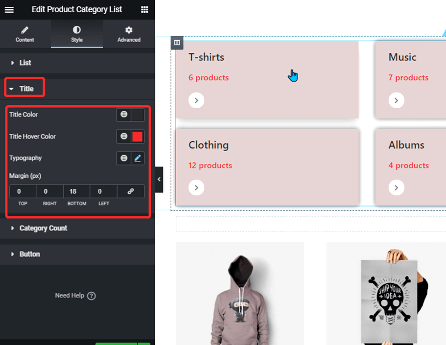 elenco delle categorie di prodotti di stile