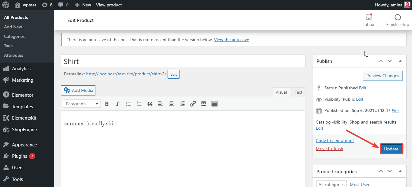 Aggiorna i campioni di varianti per i prodotti