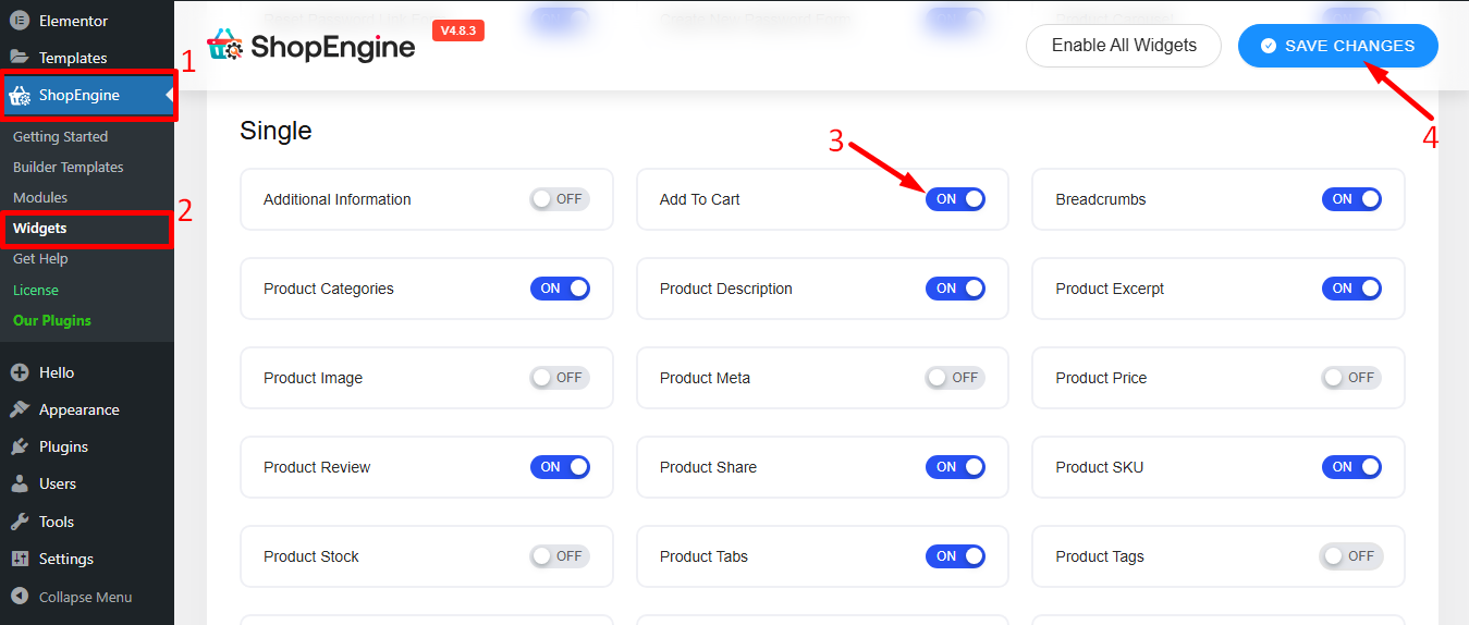 Find and enable add to cart from widgets