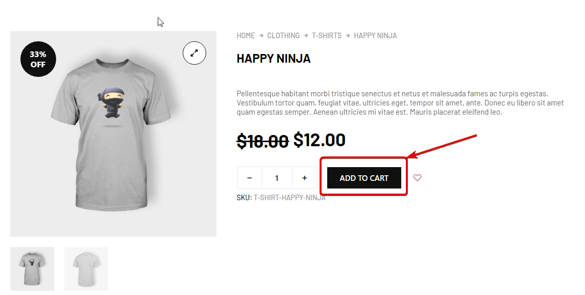 Aperçu du widget Ajouter au panier
