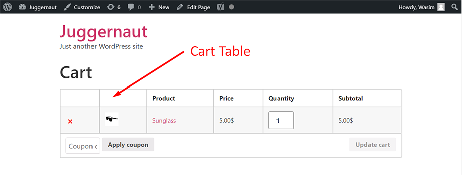 Table de chariot à l'avant