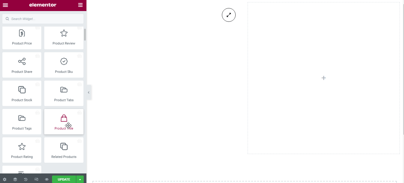 Drag and drop product titile widget