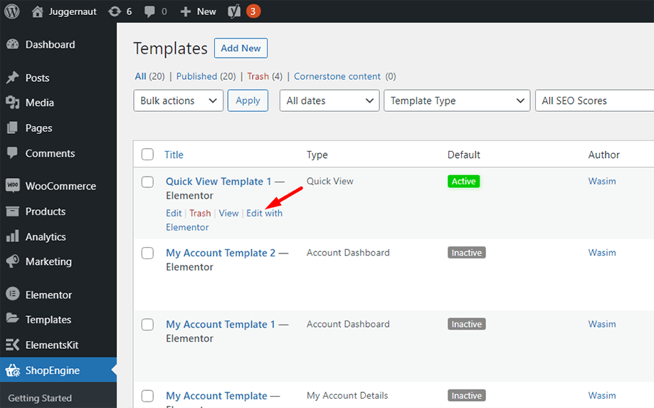 Edit with elementor for quick view module