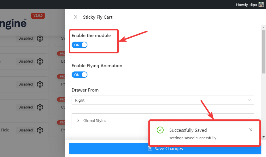 enable the module settings of ShopEngine