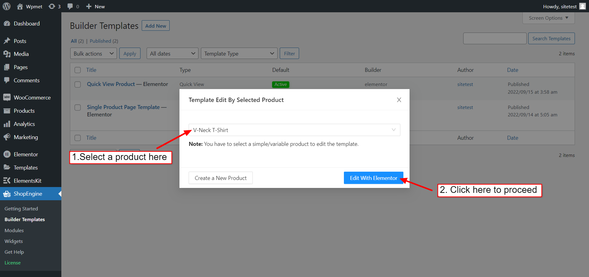 Edit Quick View Template By Selected Products