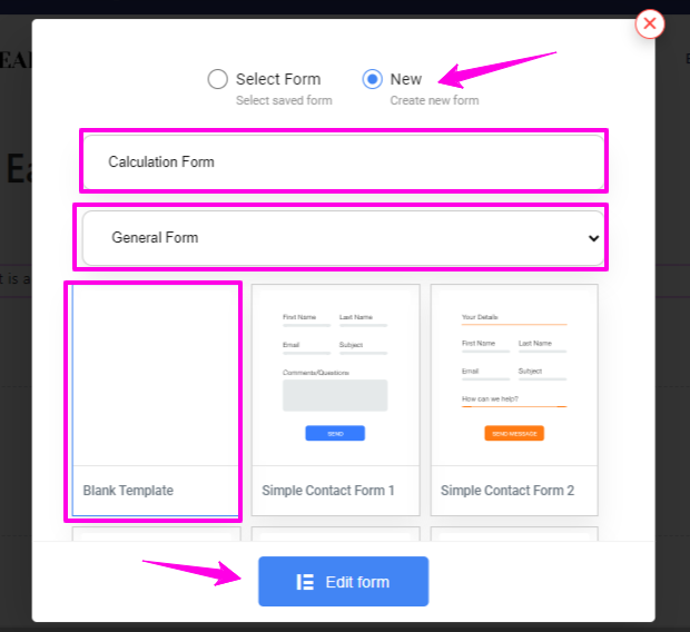 Create calculated form with template using the best WordPress calculation form builder