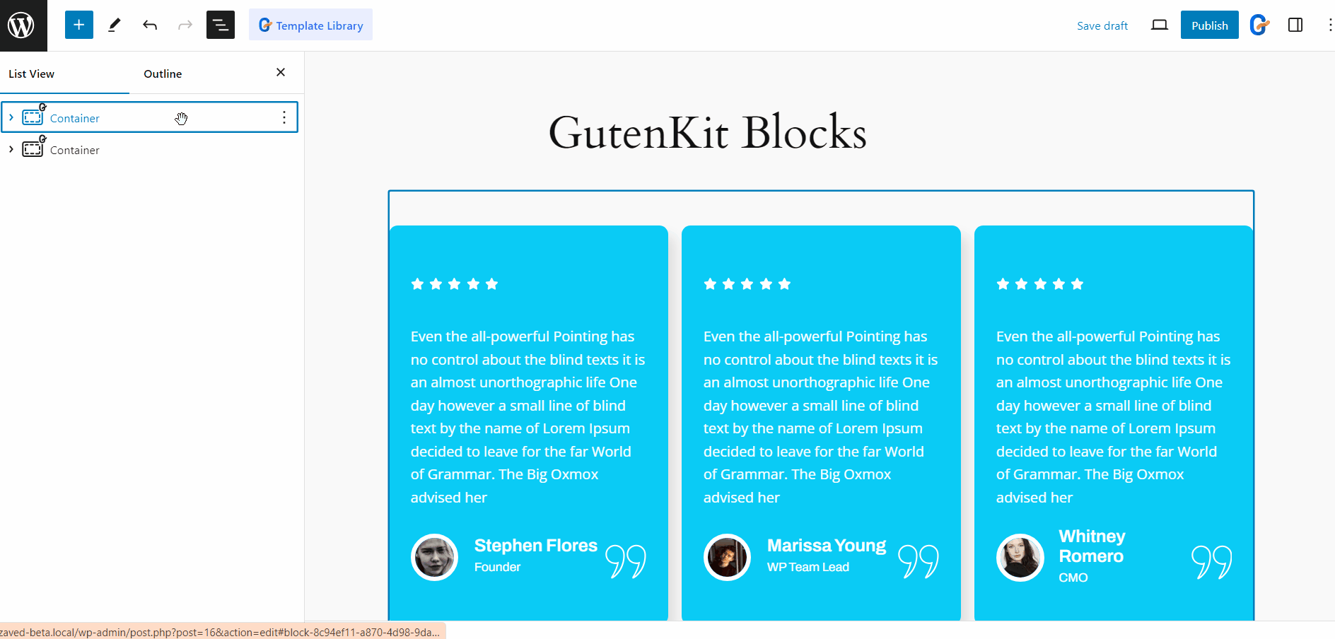 Copie o estilo da saída dos blocos de Gutenberg