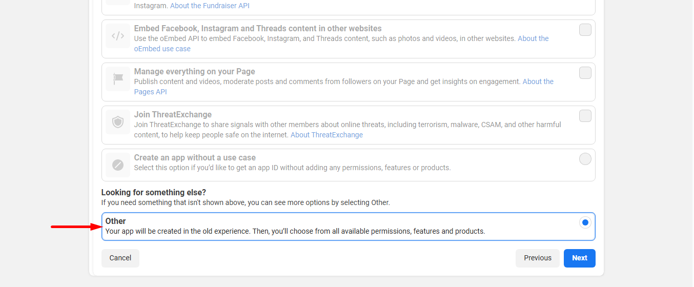Scroll down and select other and proceed
