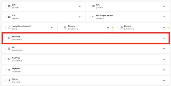 The field for the base price.
