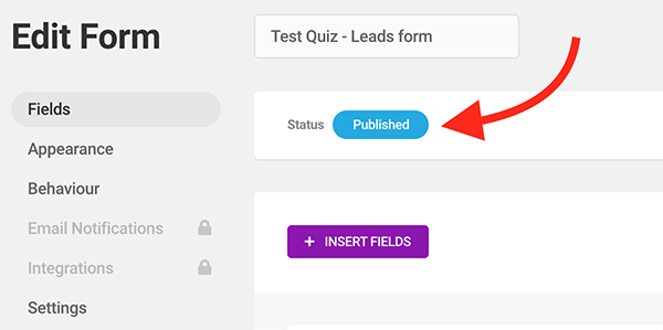 The status says it's published.