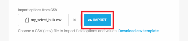 Import options to select field via csv file