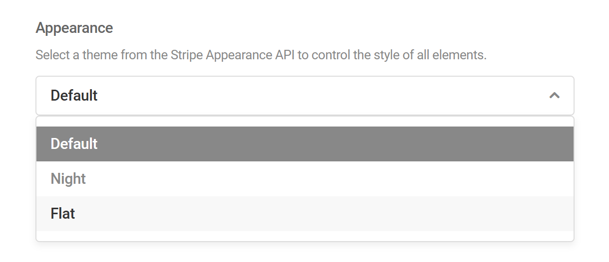 Select the theme for Stripe payment methods in Forminator