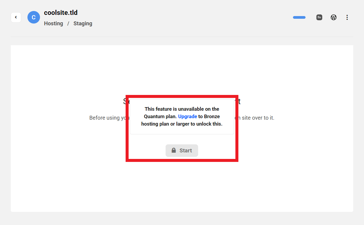 Staging not available on Quantum sites
