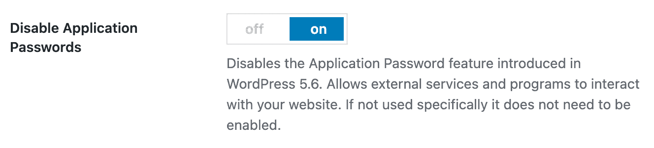 Disable Application Passwords