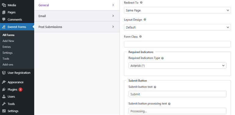 Redirect To and Submit Button Option