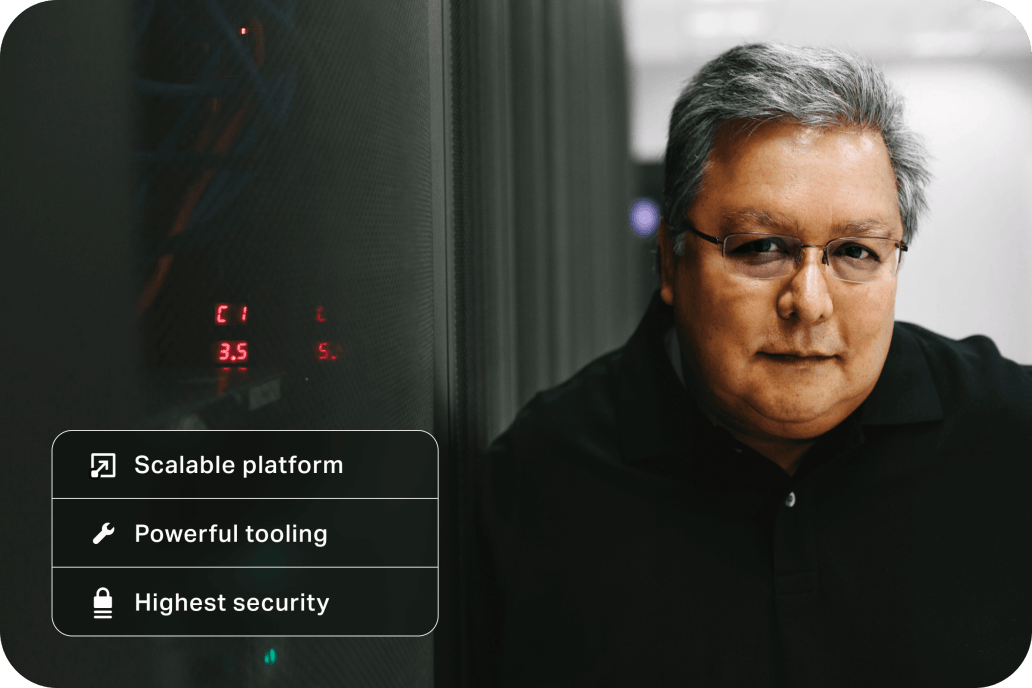 IT engineer standing in server room