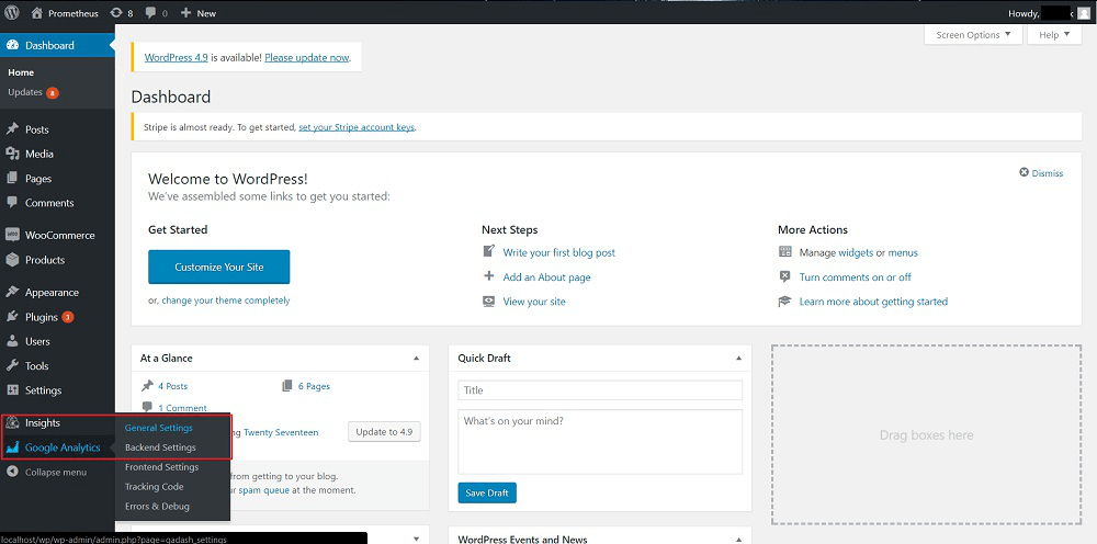 Show Google Analytics Dashboard for WordPress plugin from your admin console