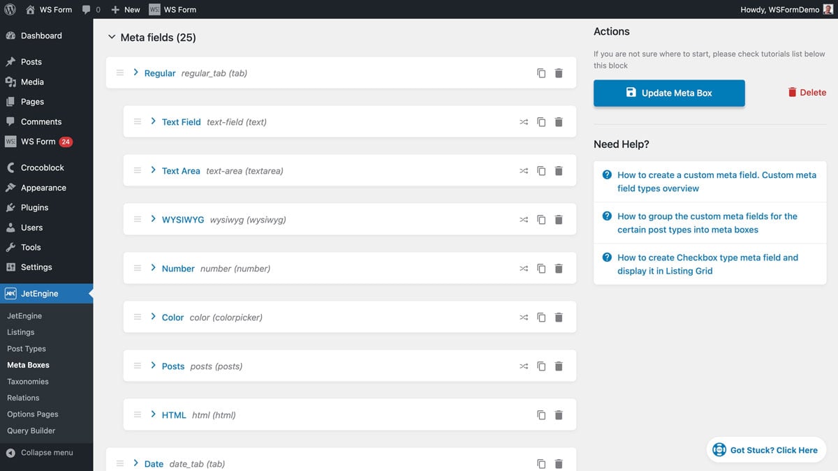 WS Form PRO - JetEngine Integration - Create Custom Fields