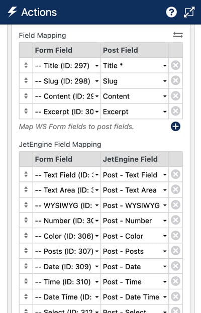 WS Form PRO - JetEngine Integration - Field Mapping