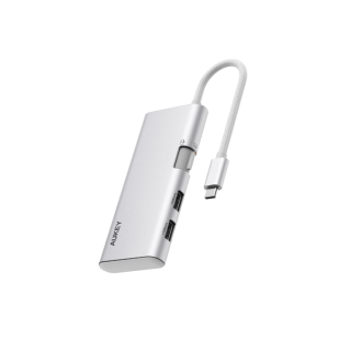 AUKEY UH-CUH02 OfficeDok 6-in-1 USB-C Hub (2USB-A | 3USB-C | 1HDMI) - Silver
