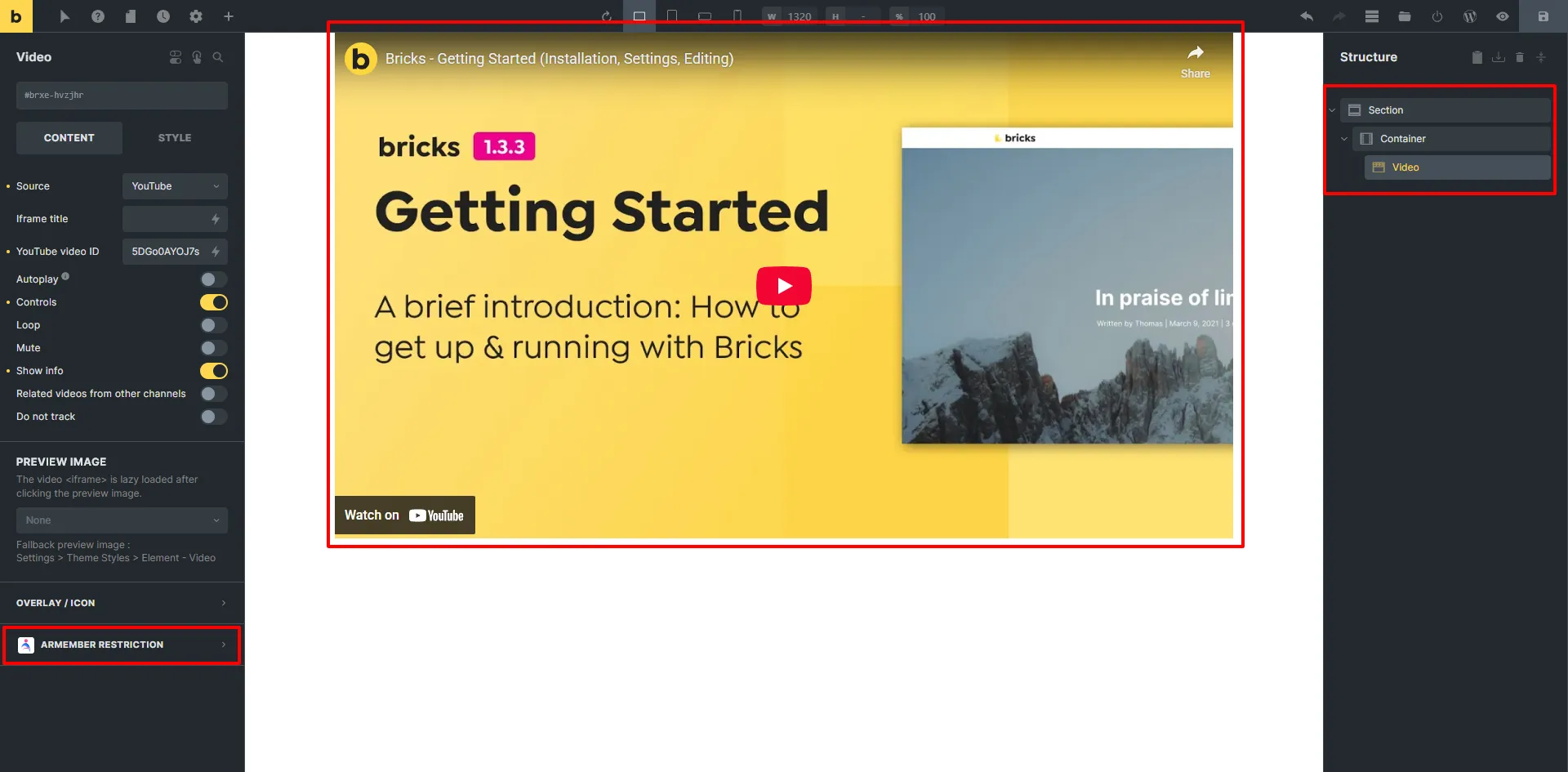 Bricks Builder Page Edit mode