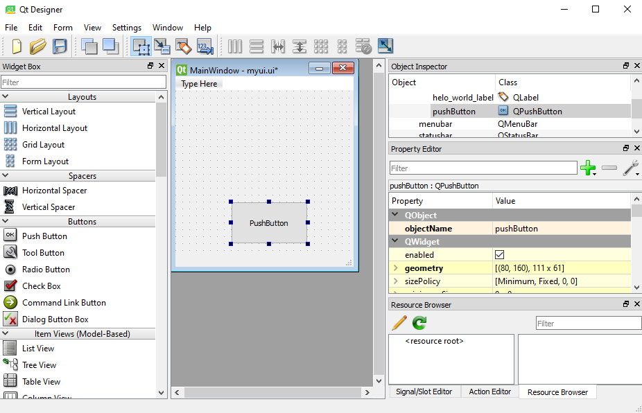 Push Button GUI Applications Using Python Qt