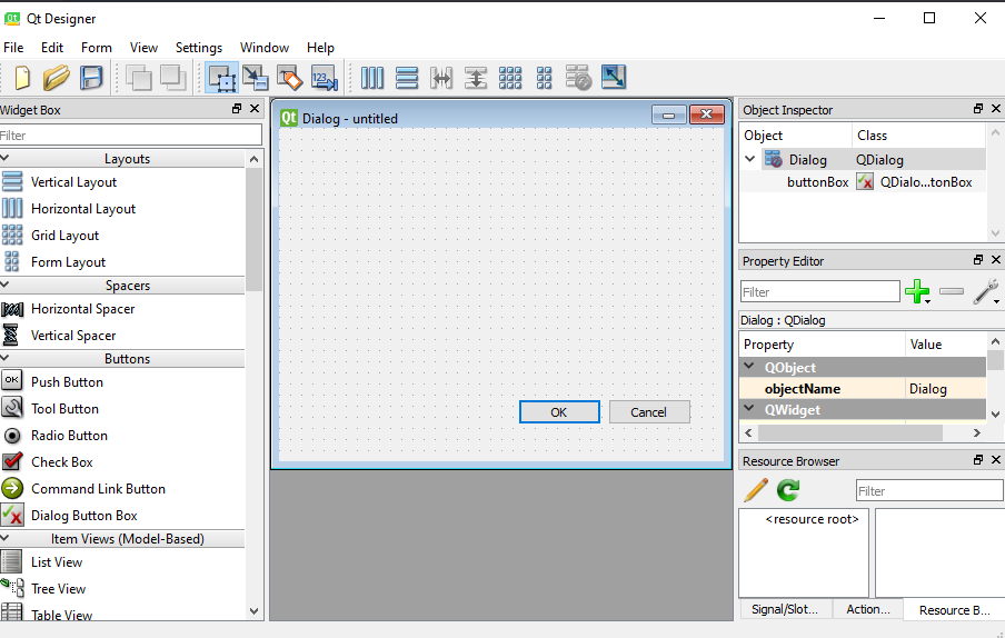 The Interface Of Qt Designer Studio