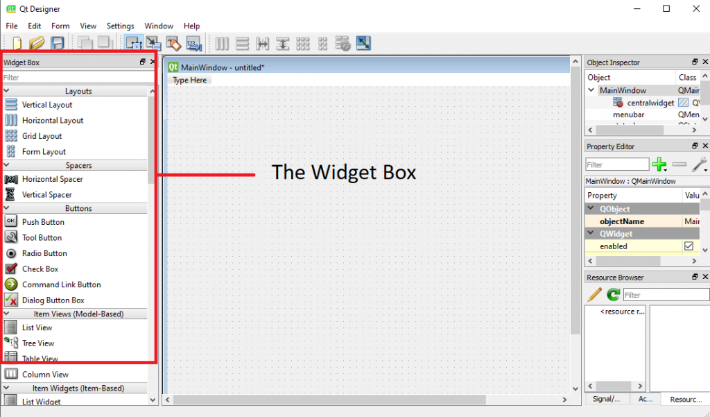 The Widget Selection Box
