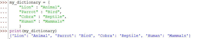 Initializing Dictionary By Passing Literals