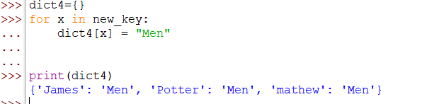 Initializing Dictionary Using For Loop Instead Of fromkeys() Method