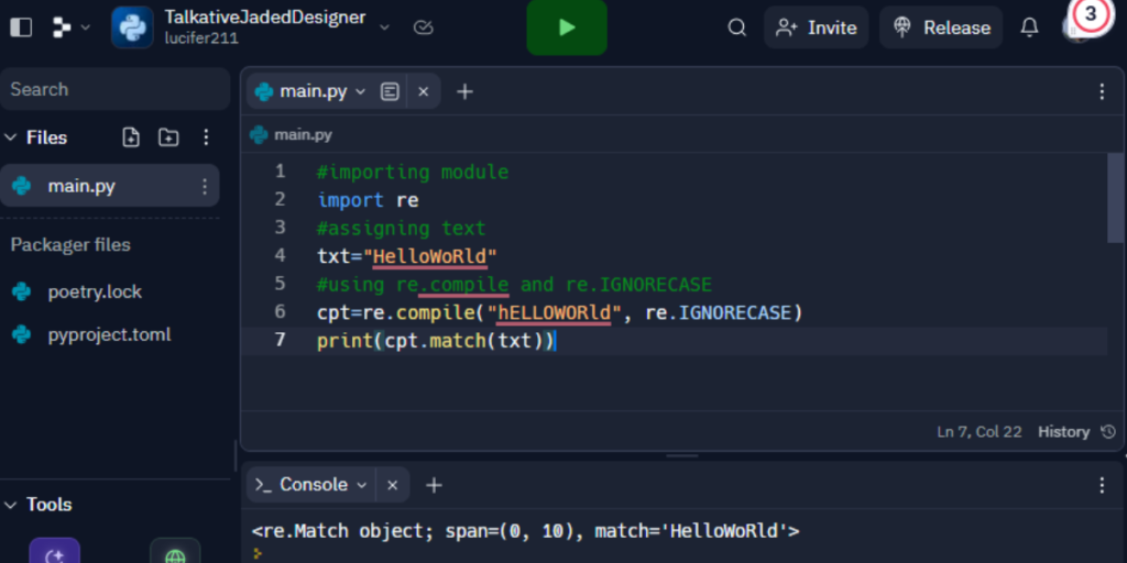 Using Re Compile And Re IGNORECASE