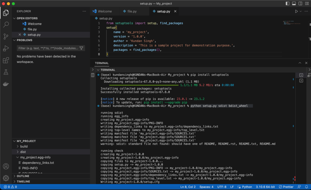 Setting Up A Package For Distribution Using The Setup