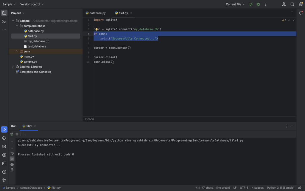 Sql Connection Successful Example