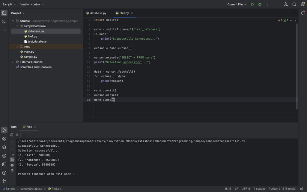 Sql Fetchall Example
