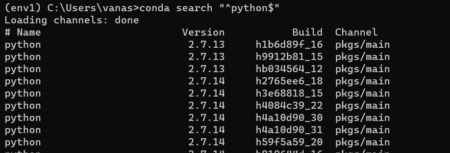 Conda Pyversionlist