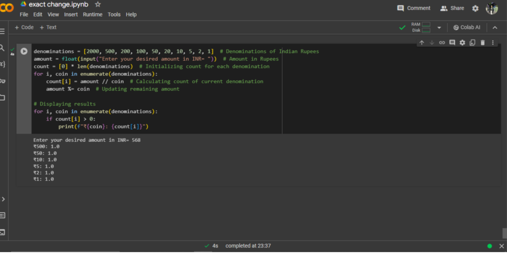 Handling Exact Change With If Statements In Python 1