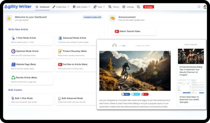 AgilityWriter-Dashboard-Overview Agility Writer