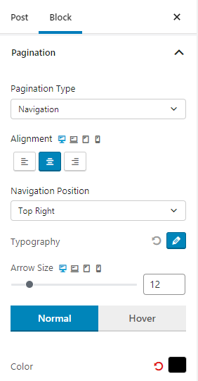 Pagination setting