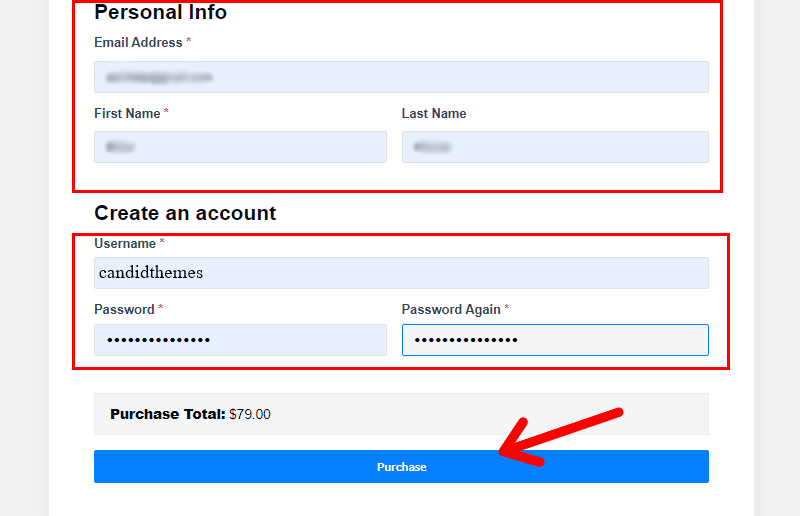 Personal Info checkout
