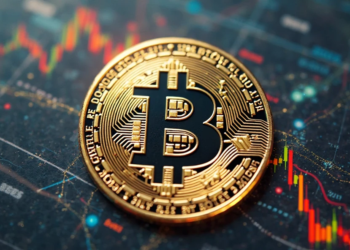 moneda de bitcoin y gráfico de fondo.