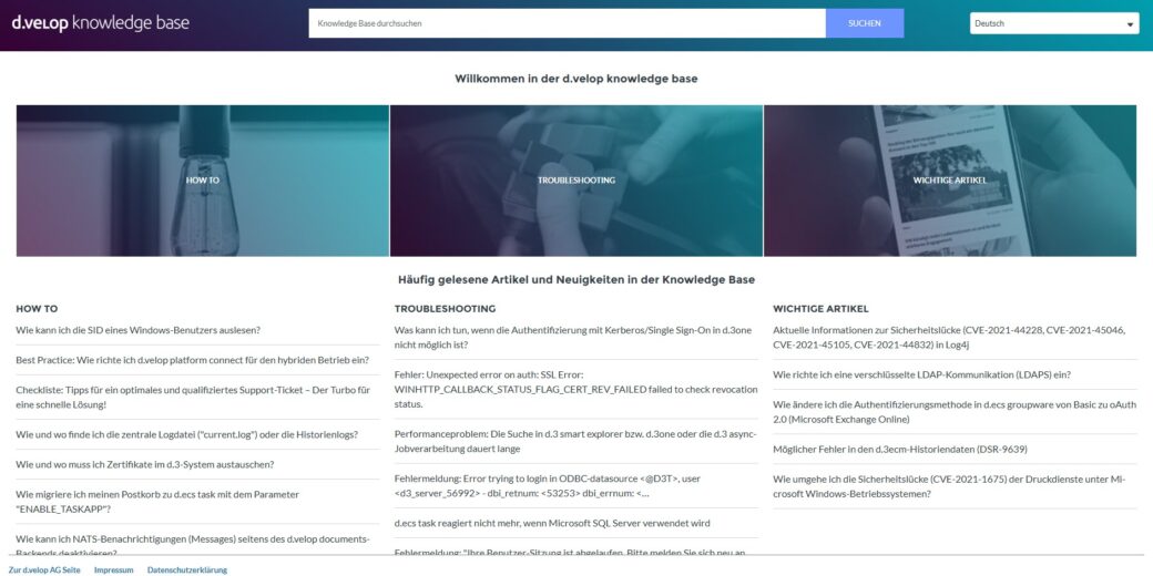 d.velop knowledge base Screenshot