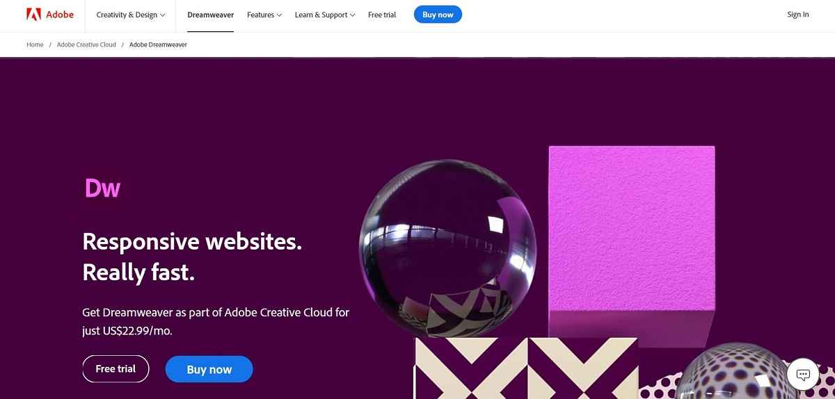 Image of Dreamweaver software tool