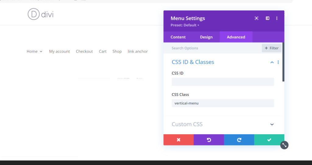 Divi vertical menu module CSS Divi vertical menu module CSS