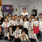 group of school kids in Romanian clothes